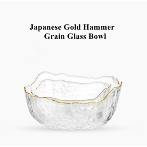 

household dinnerware dishes & plates japanese creative hammer glass bowl heat resistant transparent fruit salad/noodles/salad/soup bowl 0220