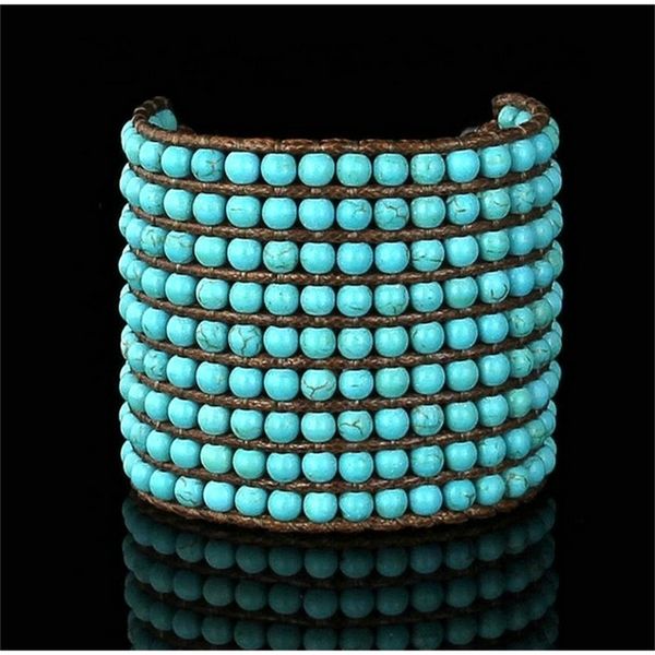 

boho bracelets 9 rows stones braided wrap bracelet beaded statement cuff bracelet wholesale bohemia bracelets y200730, Black