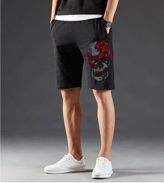 

short trousers of cotton with male hip hop streetwear shorts 4qay, White;black