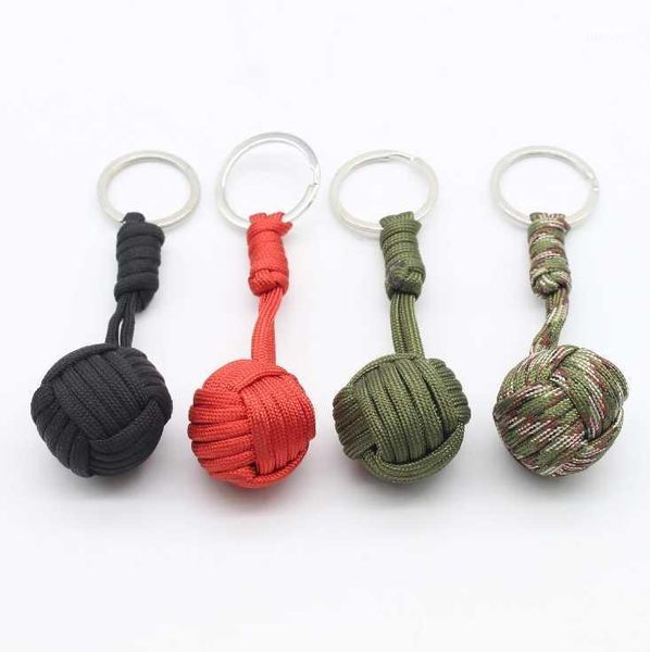 

outdoor bags custom keychain paracord survival keyring monkey fist ball knot key keychains1