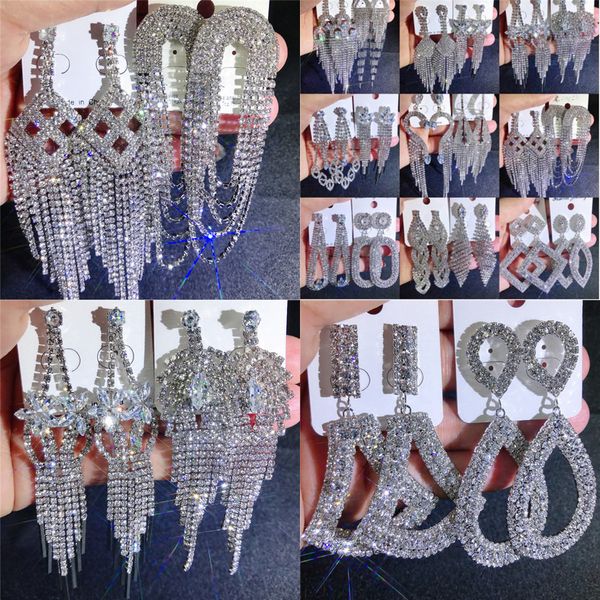 

rhinestone fashions9dycrystal shine mix claw tassel full bling chain diamond exaggerated earrings boutique wholesalen5tk