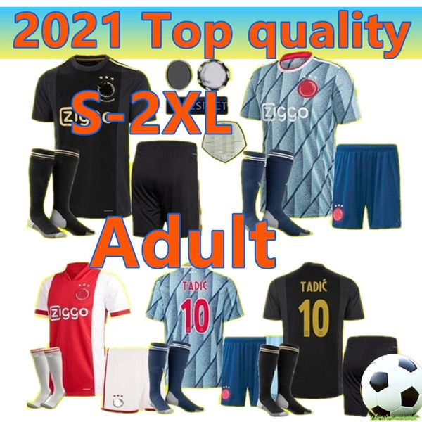 

20 21 ajax fc home away soccer jersey kit 2020 2021 ajax msterdam maillot neres tadic ziyech van de beek third football training shirt kits, Black