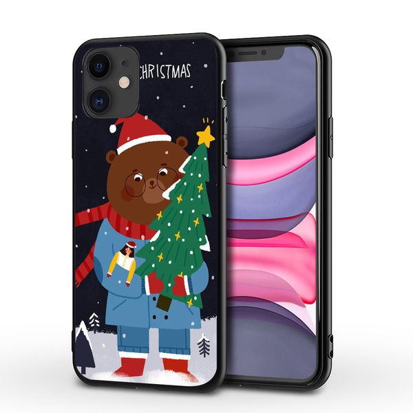 

мода счастливого рождества случай мобильного телефона для iphone 12 мини 5.4 про 6.1 про макс 6.7 мягкий чехол с опп мешок