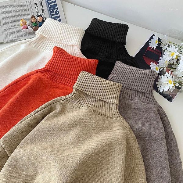 

men's korean streetwear turtleneck sweater 2020 autumn winter new woman solid color sweater fashion clothing1, White;black