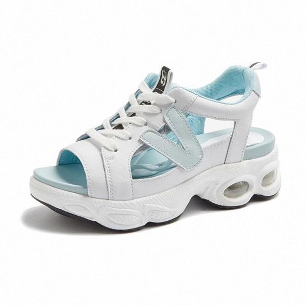 

2020 summer shoes women platform sandals genuine leather fashion brand ladies sandals sweet woman shoes height increasing a2287 #ea6j, Black