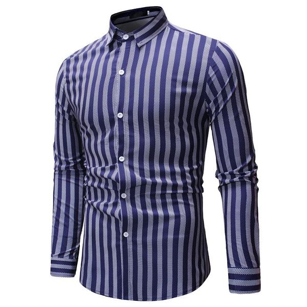 

men's dress shirts striped high-quality comfortable cotton long sleeve slim-fit smart casual button-down party shirt chemise, White;black