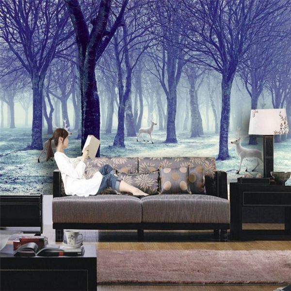 Beibehang benutzerdefinierte foto tapete aufkleber fantasie wald wohnzimmer tv wände papel de parede 3d para sala atacado wall papier