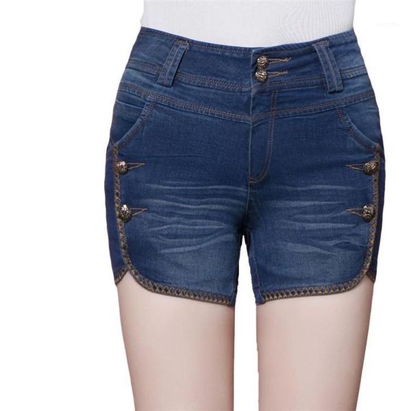 

summer the high waist slim thin big size ladies jeans shorts, Blue