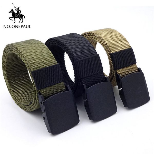 

no.onepaul men's casual fashion tactical belt alloy automatic buckle youth students belt outdoor sports training ing, Black;brown