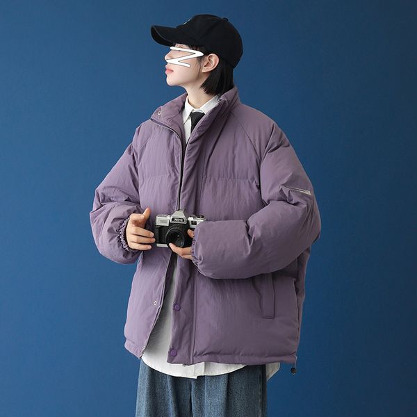 

down men's winter thickened tide brand handsome cotton padded korean fashion lovers' loose bread jacket, Black