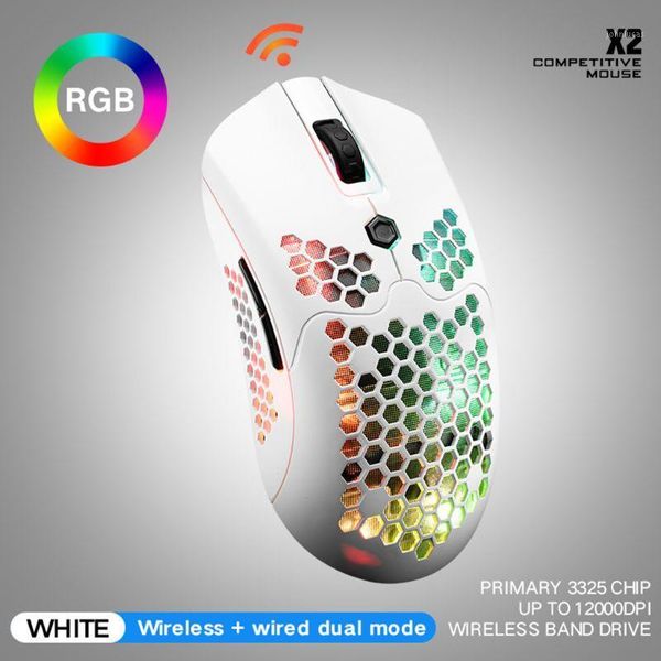 

mice x2 12000dpi dual mode gaming mouse 7 keys hollow out rgb light wireless mouse1