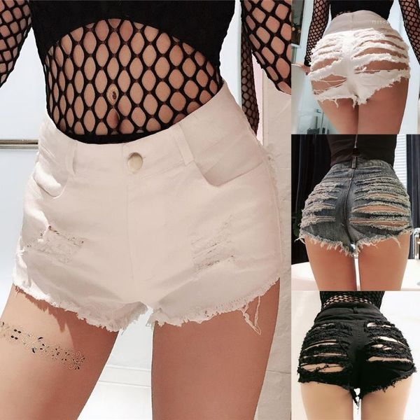 

women's jeans 2021 women denim high waist hole bandage pockets mini shorts pants casual trousers distressed 3.201, Blue