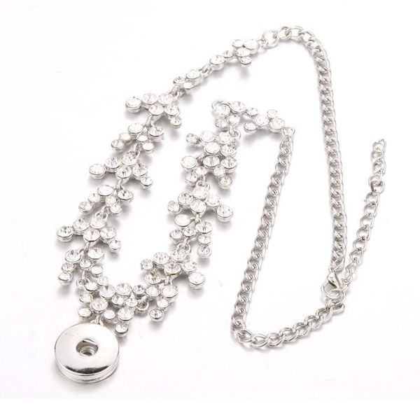 

new snap jewelry 18mm snap button necklace charm crystal rhinestone fashion women jewelry creat bbyucc, Silver