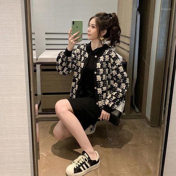 

fashion women's two-piece suit 2020 autumn and winter new wide hooded sweater dress + casual jacket two-piece suit1, Gray