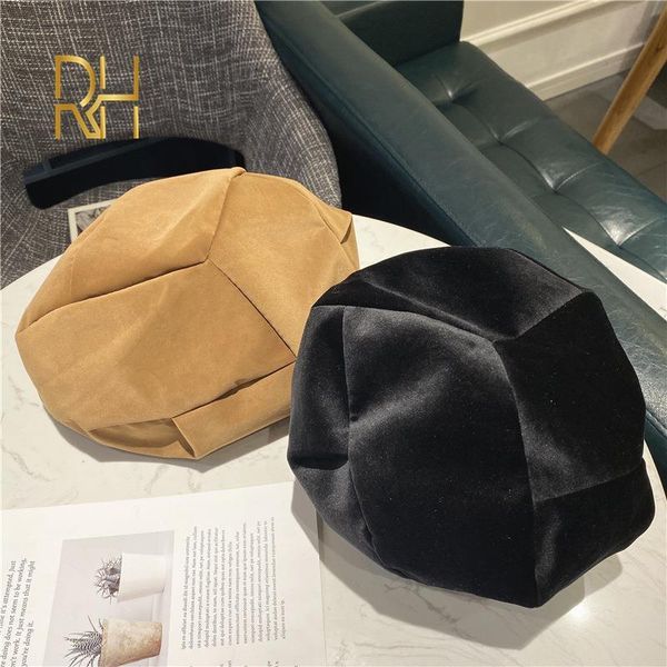 

new fashion female hat autumn and winter warm beret cap warm velvet women painter hat thickening berets rh, Blue;gray
