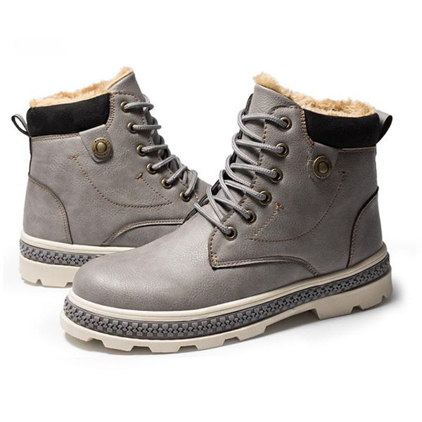 

2020 winter new узелок инструментальное мартин сапоги plus velvet сапоги открытый износостойкие кожа мужчины круглый toe бутсу, Black