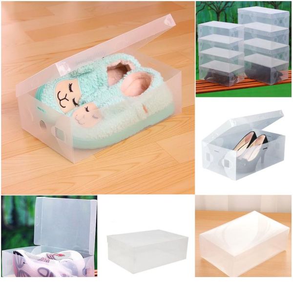 

10pcs transparent clear strong plastic shoe boot boxes stackable foldable storage box organizer high heel flat shoes hol sqcobc