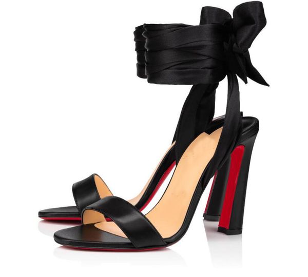 

popular summer crosse du desert red bottom sandals luxurious women's high heels party dress ankle strap women fashion dress party weddi, Black