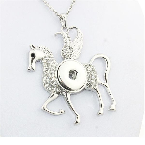 

boom life horse 040121 crystal snap button jewelry exaggerated necklaces and chokers for women (fit 18mm 20mm snaps jllczj, Silver