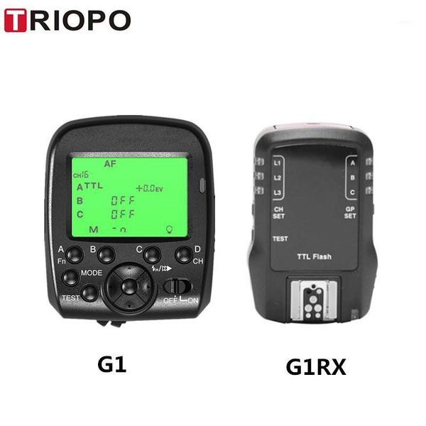 

triopo g1/g1rx duall wireless trigger with widescreen lcd display 1/8000s hss 2.4g wireless transmission 16 channels1