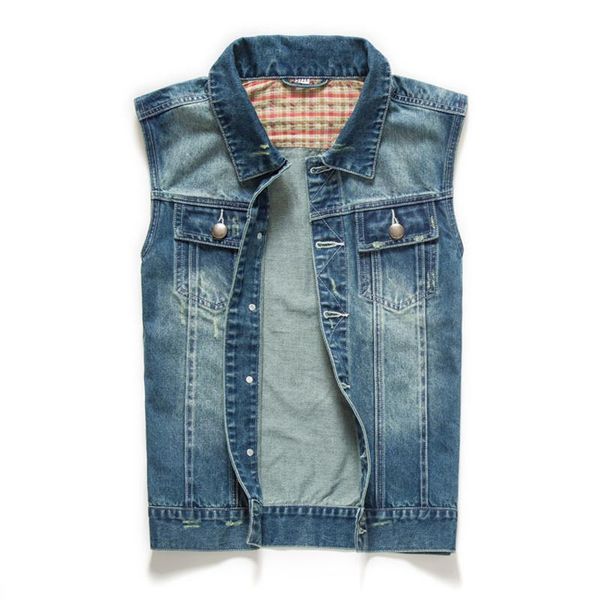 

2020 men's jean jacket vest denim blue coats men casual sleeveless waistcoat vests stylishb778, Black;brown