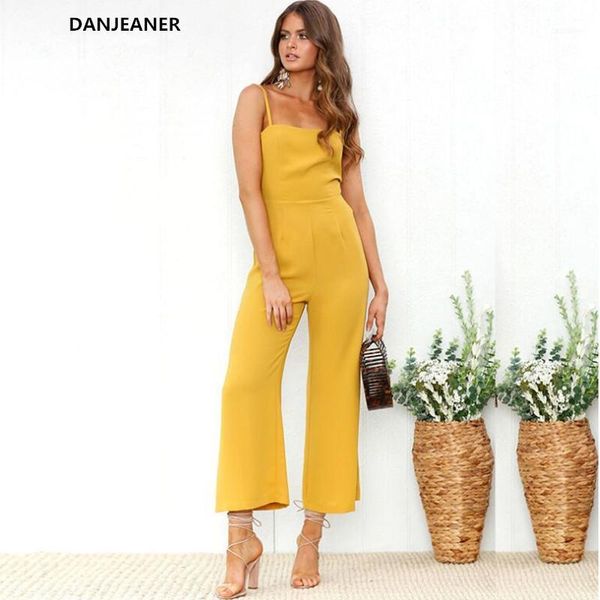 

danjeaner jumpsuits for women 2019 spaghetti strap sleeveless streetwear playsuit summer casual solid ankle-length overalls1, Black;white