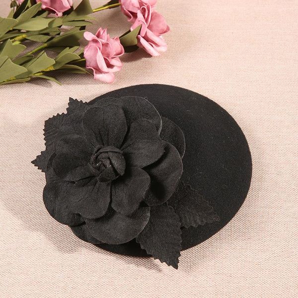 

berets white black australian wool beret hat cap elegant ladies autumn flower fedora winter wedding fascinator headwear, Blue;gray