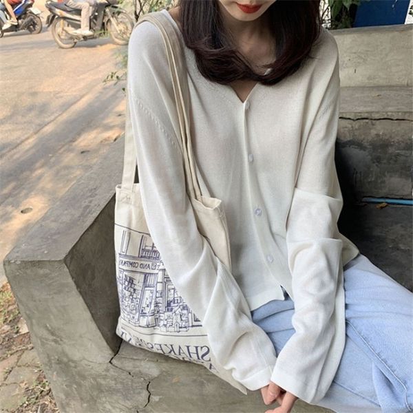 

sljbr sun clothes clothing women 2020 new super fire with knitted cardigan coat summer clothessilk clothes sunscreen ice sunscreen proof, White