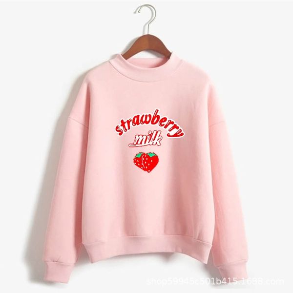 

harajuku kawaii strawberry hoodie sweatshirt women korean fashion sweatshirts sweet cute schoolgirl streetwear 201109, Black