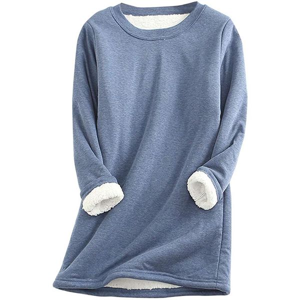 

women's t-shirt autumn winter women pullover o neck long sleeve femmle loose plus size warm shirt female add plush tee, White