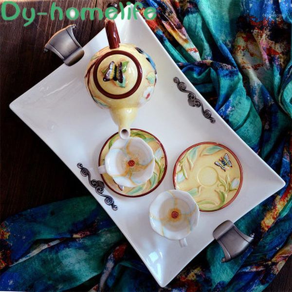 

kitchen storage & organization european carved rectangular ceramic tray el household supplies chinese style hand-painted storage1