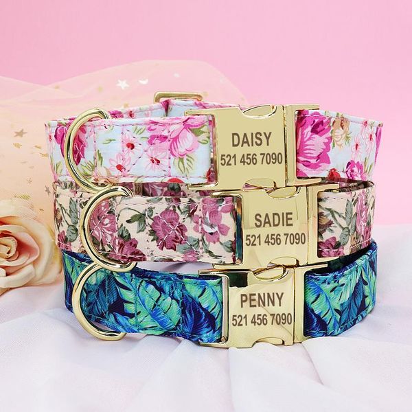 

personalized printed dog collar leash set customized nylon pet collar leash engraved nameplate for small medium la sqctms