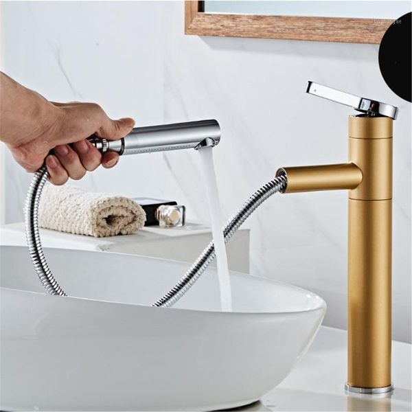 

bathroom kitchen basin faucet single handle pull out spray sink tap x4yd1