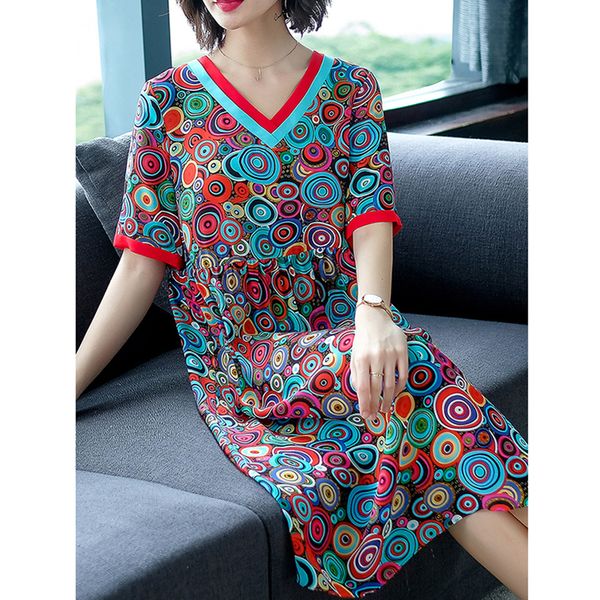 

горячий продавать весна лето 3xl плюс размер цветочные печатается с коротким рукавом платье длины лодыжки полиэстер дамы среднего теленок пл, Black;gray