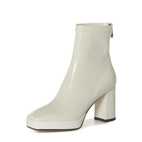 

2021 new the quality superfine fiber women ankle comfortable high heels winter warm party shoes woman short boots frmp, Black