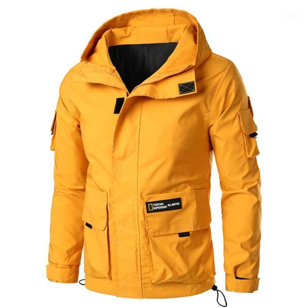 

mens bomber jackets autumn casual man solid mulit-pocket sportswear hooded coats mens outwear slim windbreaker jackets clothing1, Black;brown