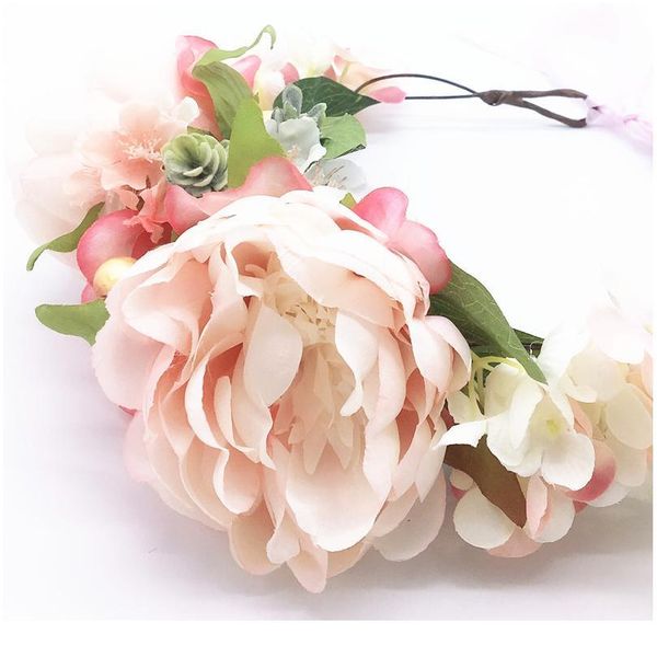 

women girl hair accessories headband festival big penoy flower crown wreath decoration for the hair wedding party bride qylqbh