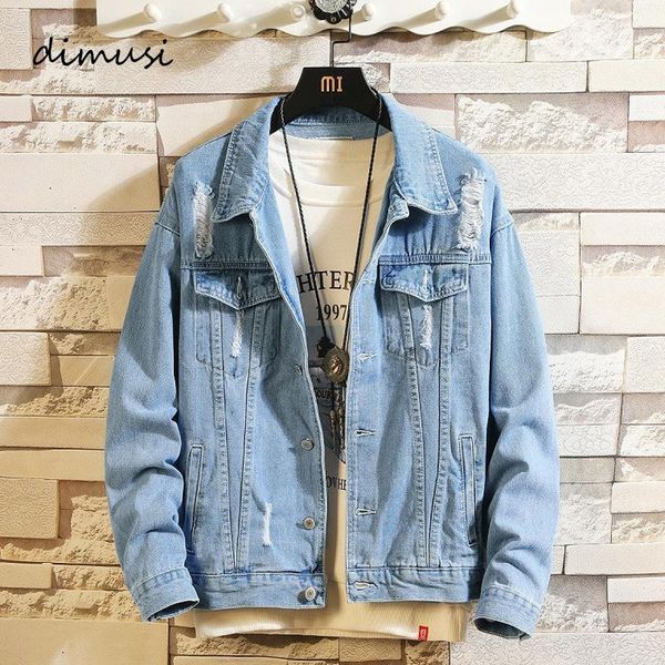 

dimusi men's denim jackets fashion male trendy ripped denim bomber coats men outwear windbreaker cowboy jean jackets clothing, Black;brown