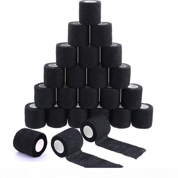 

grips 48 24 12 6 black tattoo grip bandage cover wraps tapes nonwoven waterproof self adhesive finger protection tattoo accessories