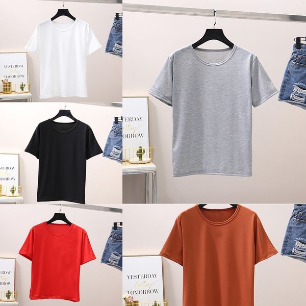 

new solid 7- short sleeve women's wear new solid color 7-color short t-shirt t-shirt sleeve women's wear d1tcs, White