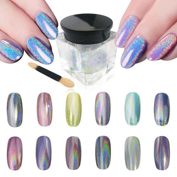 

nail glitter durable art fluorescent powder glow luminous diy manicure sand student hand tools mobile phone decoration 2.4x2.3cm, Silver;gold