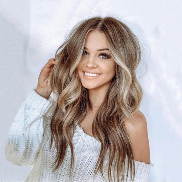 

the new fashionable wig is divided into long curls, simulated facial shaving, oblique bangs, daily dress-up, role-playing wig, Black