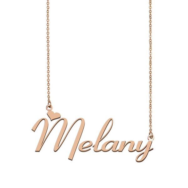 

melany name necklace custom nameplate pendant for women girls birthday gift kids friends jewelry 18k gold plated stainless steel, Silver