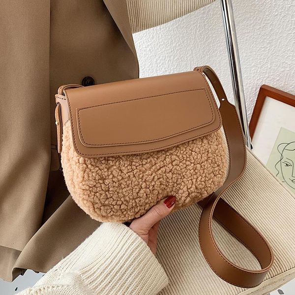 

veryme fashion designer female bucket bag leather crossbody bag for women winter plush flap shoulder new purses and handbags