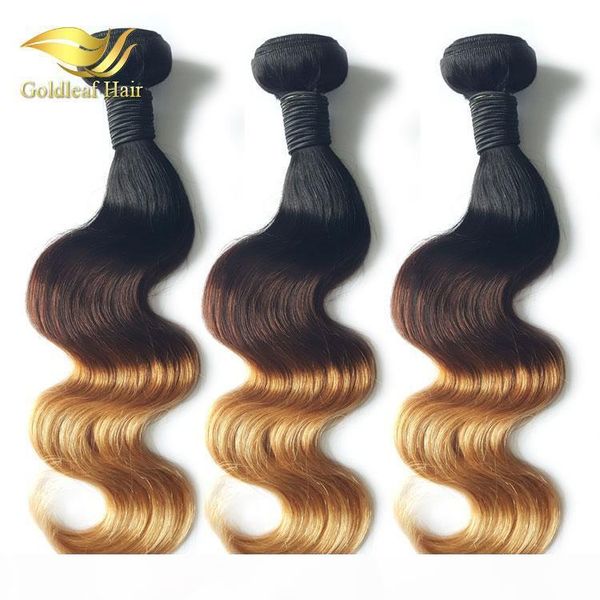 

wholesale three tone ombre hair body wave human hair weavies t1b 4 27 ombre hair extensions, Black