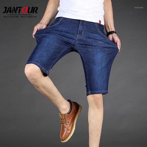 

men's jeans big size 40 42 44 46 men denim shorts summer fashion business elastic thin slim short for male clothes1, Blue