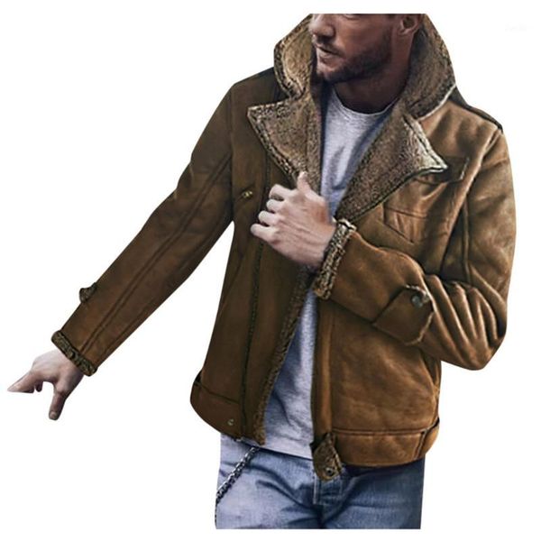 

jaycosin men fleece jackets coats streetwear long sleeve solid lapel outerwear button up fluffy fashion winter plush overcoats 71, Black;brown