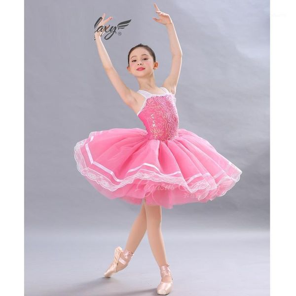 

h2665 children ballet dance costume girls tutu dress professional performance stage competition pompon dresses dancing wear1, Black;red