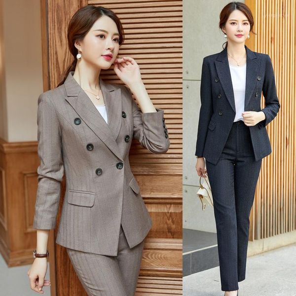 

women's suits & blazers fiber ladies brown wmen business formal office work wear pant and jacket sets pantsuits1, White;black
