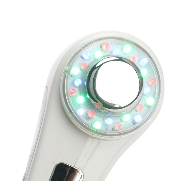 FreeShipping1Mhz3Mhz Massaggiatore viso ad ultrasuoni 7 colori LED Light Photon viso Terapia ad ultrasuoni Cura della pelle Corpo Slim Anti Cellulite Bellezza